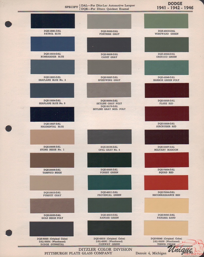 1946 Dodge Paint Charts PPG 3